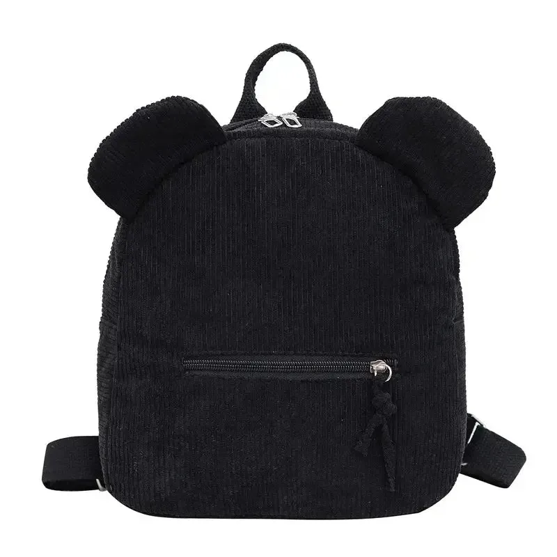 2024 Spring New Corduroy Casual Bear Backpack Personalized Name Children's Backpack Fashion Women's Bag Solid Color Backpack