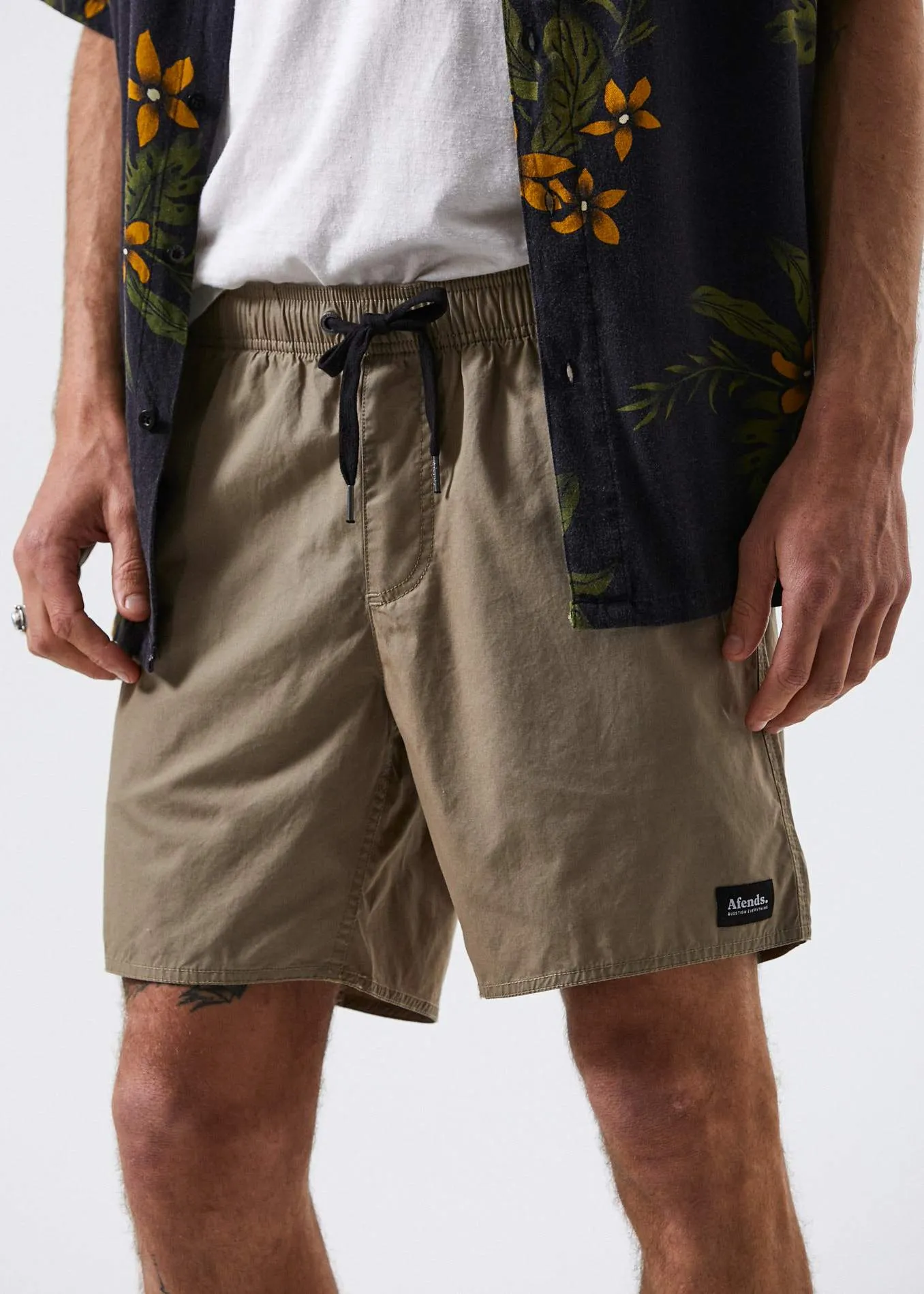 Afends Mens Baywatch Basics - Elastic Waist Boardshort 2.0