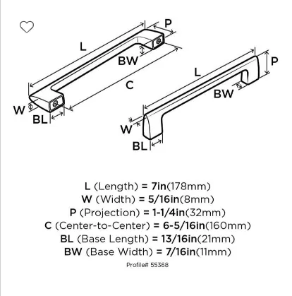 Amerock Riva Pull 6-5/16" (160 mm) Center to Center BP55368