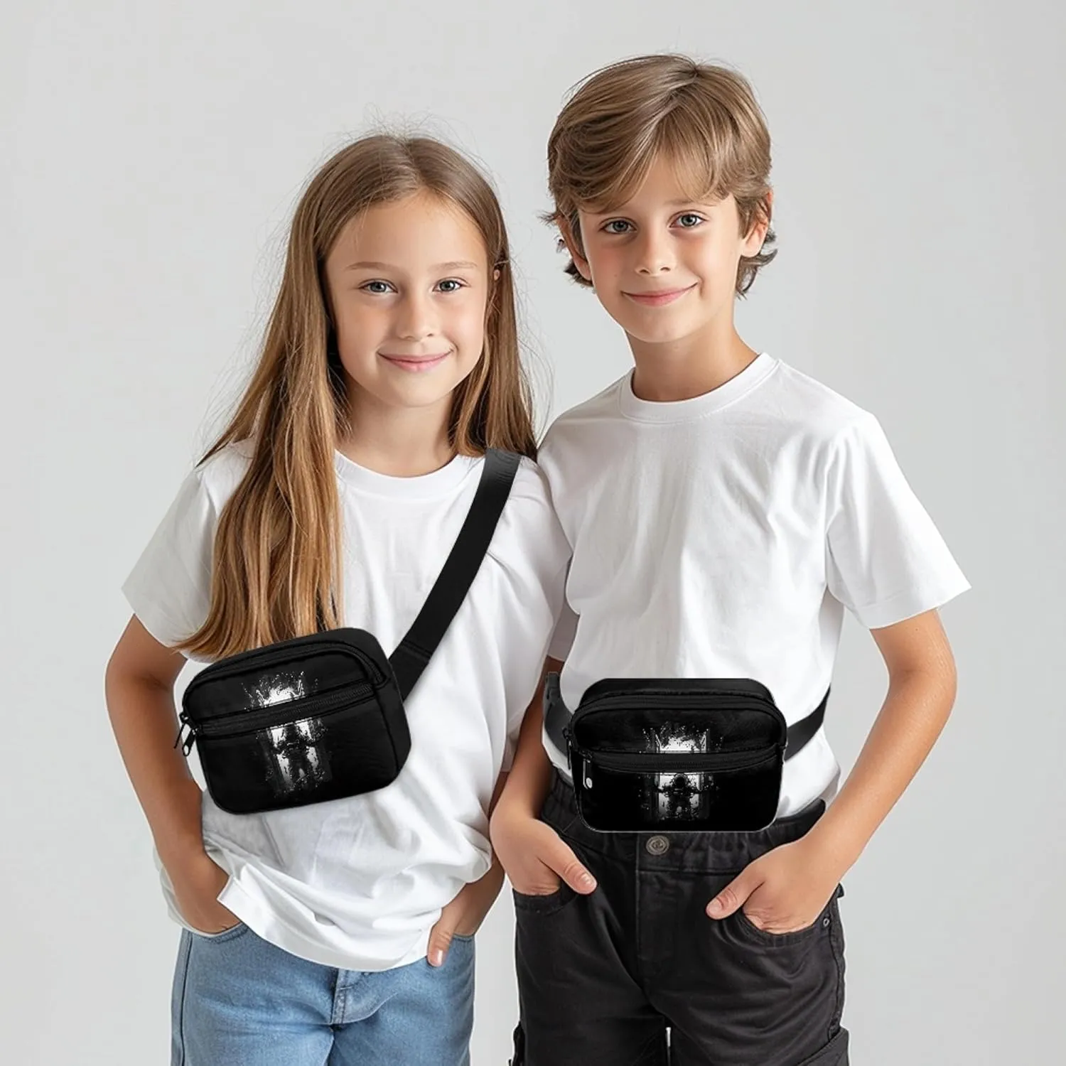 Astronaut Kids Fanny Pack with Double Zipper Belt Bag for Boys Cross Body Bag for Age 6-15 Years Old Children Fanny Pack for Girls Crossbody Purse with Adjustable Straps