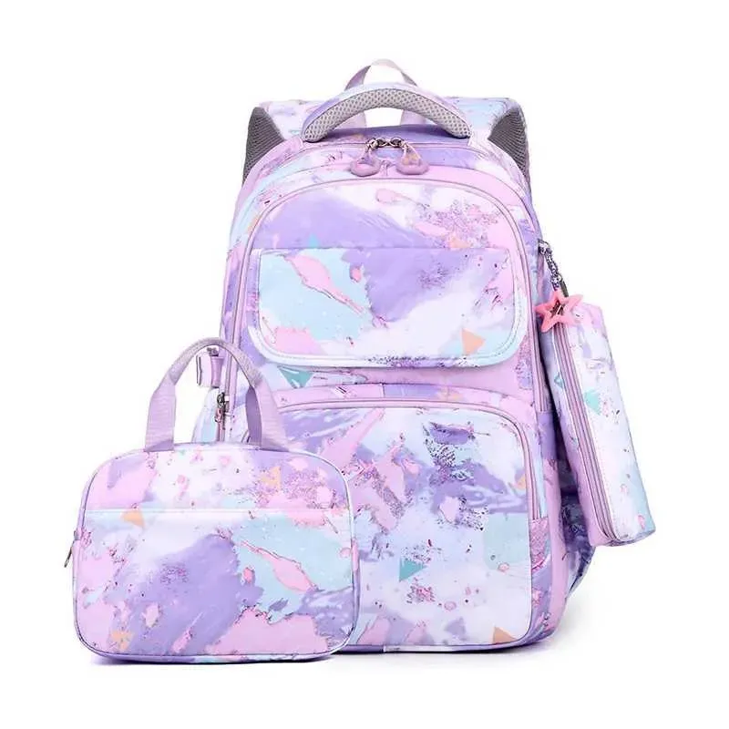 Backpacks 3Pcs/Set Camouflage Printing Kids Backpack For Girl Kids School Bag Children Waterproof Schoolbag Get Free Cartoon Pendant GIFT