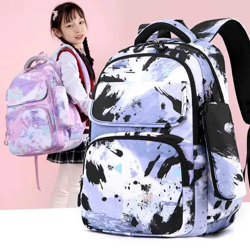 Backpacks 3Pcs/Set Camouflage Printing Kids Backpack For Girl Kids School Bag Children Waterproof Schoolbag Get Free Cartoon Pendant GIFT