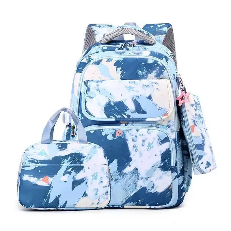Backpacks 3Pcs/Set Camouflage Printing Kids Backpack For Girl Kids School Bag Children Waterproof Schoolbag Get Free Cartoon Pendant GIFT