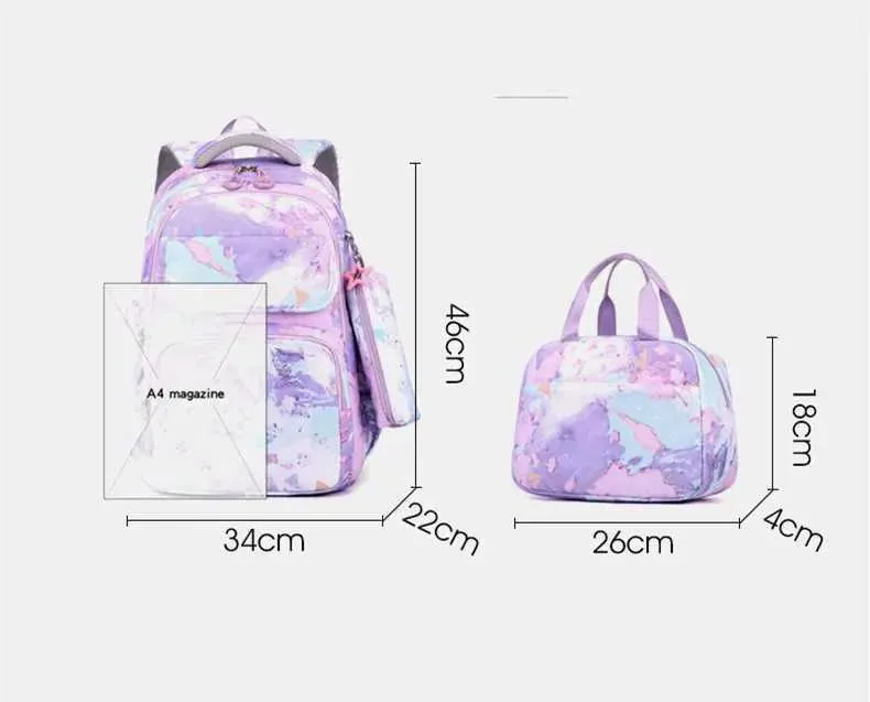 Backpacks 3Pcs/Set Camouflage Printing Kids Backpack For Girl Kids School Bag Children Waterproof Schoolbag Get Free Cartoon Pendant GIFT