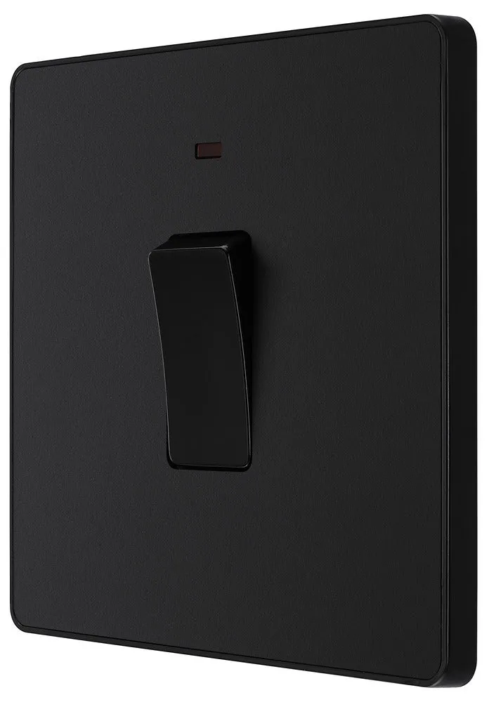 BG Evolve Matt Black Screwless 20A Double Pole Switch   Neon PCDMB31B