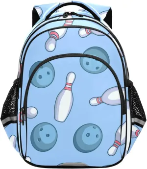Bowling Balls and Pins Blue Backpack for School Study Book Bag Laptop Backpack Work Travel Computer Bags with Reflective Stripes