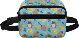Boys Fanny Pack for Kids 4-6 Brown Capybara Waist Bag Large Capacity Belt Crossbody with Adjustable Waistband 25.59-38.18 Inch 2 Pockets for Teenager Boys Traveling Hiking Running School