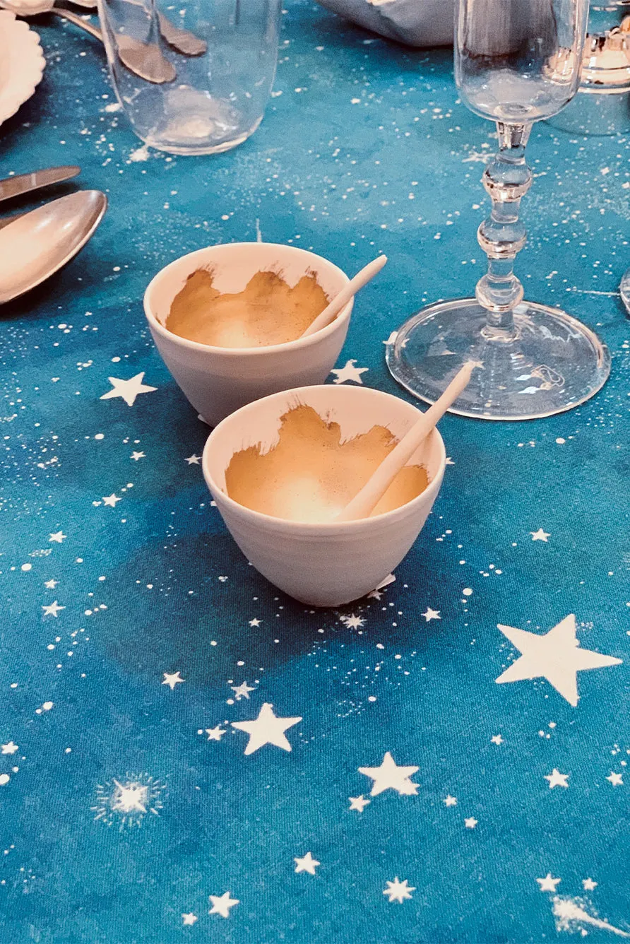 Celestial Stars Linen Tablecloth in Blue