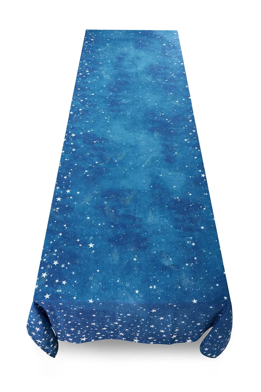 Celestial Stars Linen Tablecloth in Blue