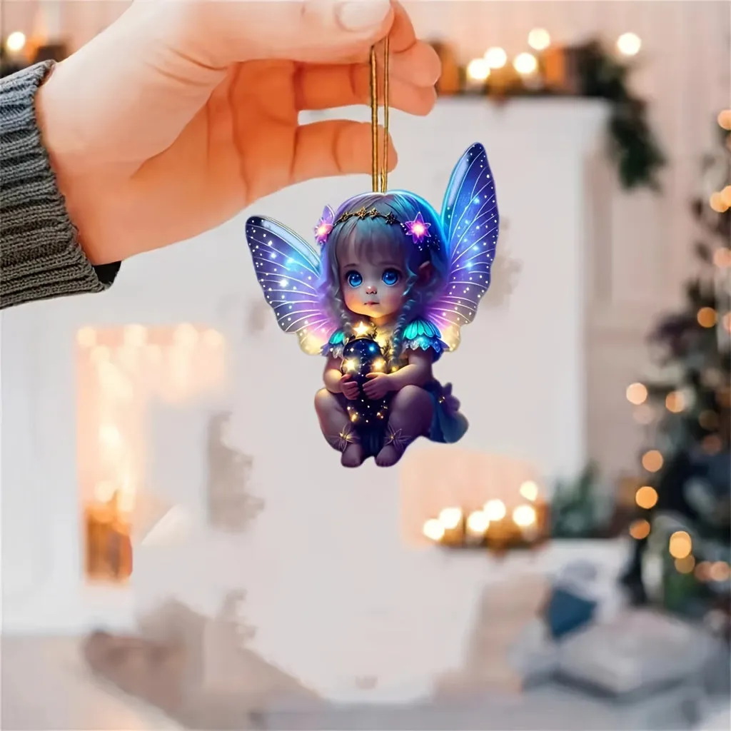 Charming 2D Angel Pendant - Perfect For Car Mirrors, Backpacks & Keychains | Ideal For Halloween, Christmas, Easter & More