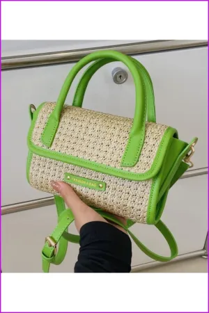 Contrast Color Straw Stylish Black Shoulder Bags