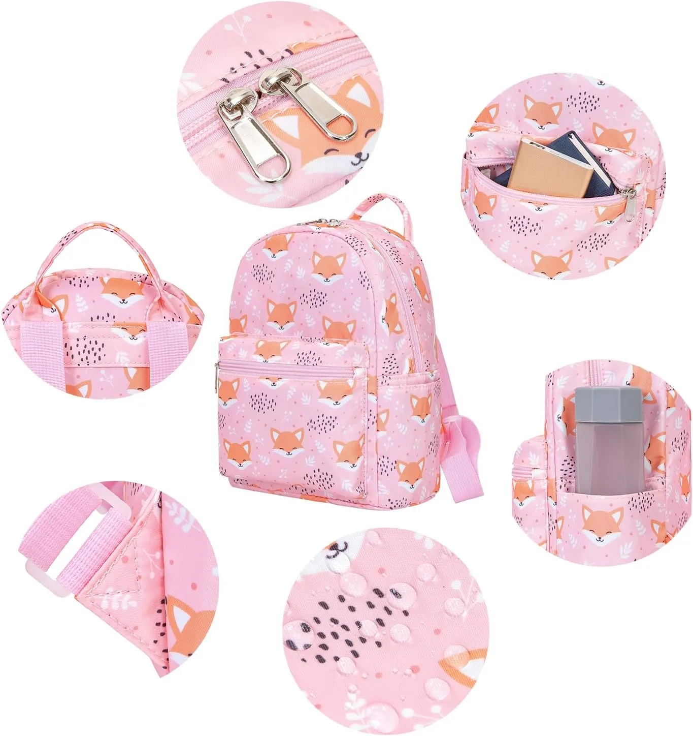 Cute mini pack bag backpack for grils children and adult (Pink Fox)