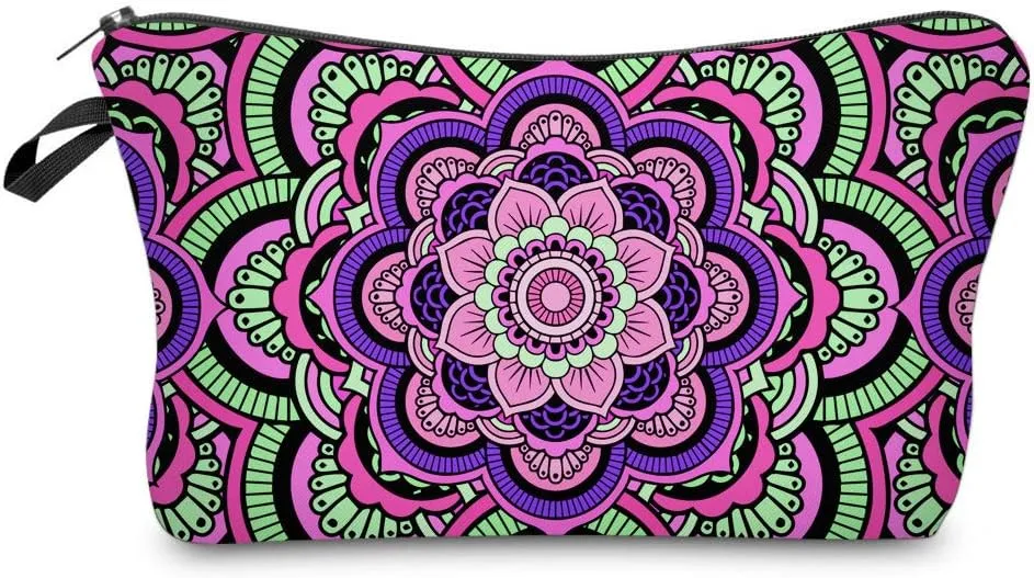 Deanfun Cosmetic Bag for Women, Mandala Flowers Waterproof Makeup Bags Roomy Toiletry Pouch Travel Accessories Gifts (51466)