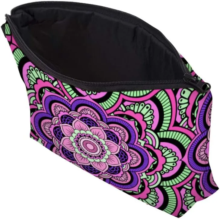 Deanfun Cosmetic Bag for Women, Mandala Flowers Waterproof Makeup Bags Roomy Toiletry Pouch Travel Accessories Gifts (51466)