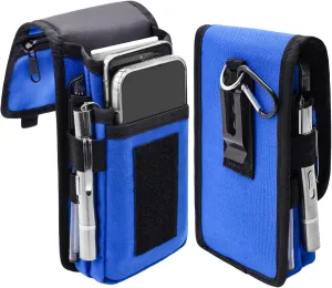 Dual Phone Holster, Large Smartphone Holder, Multi-Purpose Tactical Phone Holder for Work, Hiking, Camping, Barbecue, Rescue (Blue, XL)