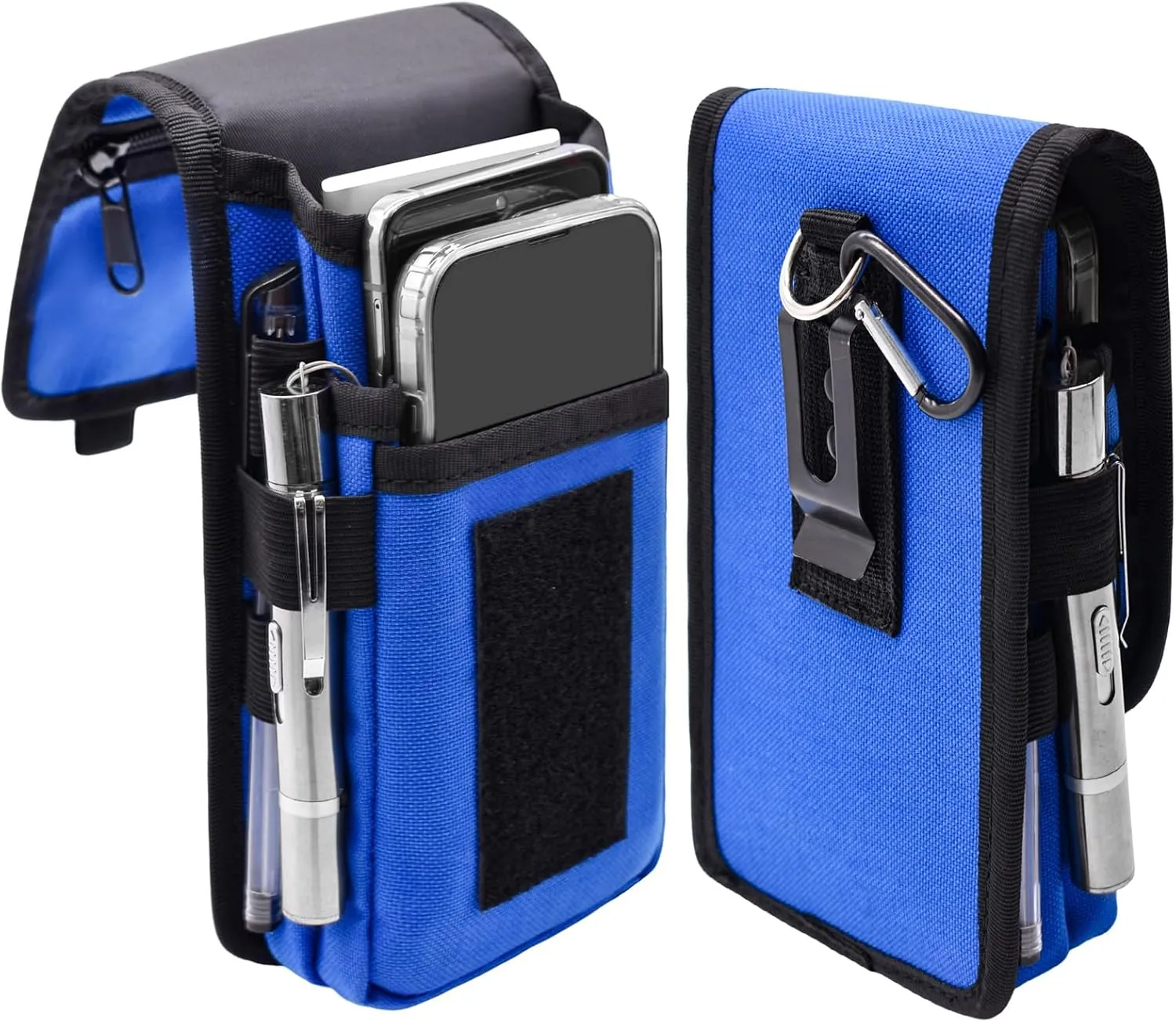 Dual Phone Holster, Large Smartphone Holder, Multi-Purpose Tactical Phone Holder for Work, Hiking, Camping, Barbecue, Rescue (Blue, XL)