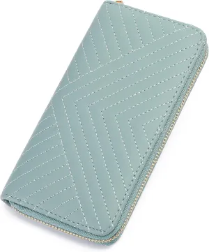 GAEKEAO Wallet for Women Embroidered Wallets Clutch RFID Blocking Leather Large Capacity Credit Card Holder Ladies Purses with Zipper Coins Pocket