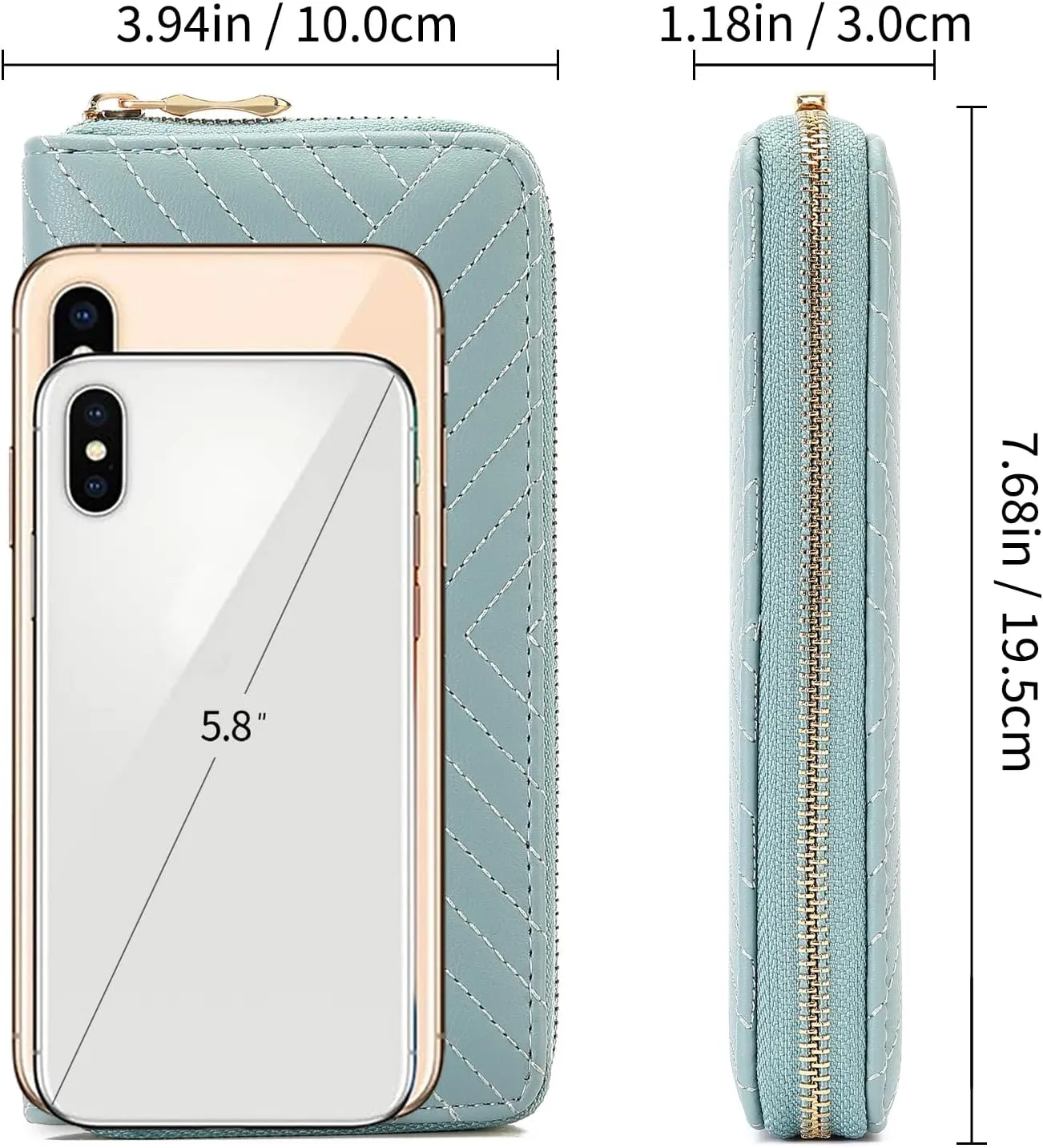 GAEKEAO Wallet for Women Embroidered Wallets Clutch RFID Blocking Leather Large Capacity Credit Card Holder Ladies Purses with Zipper Coins Pocket