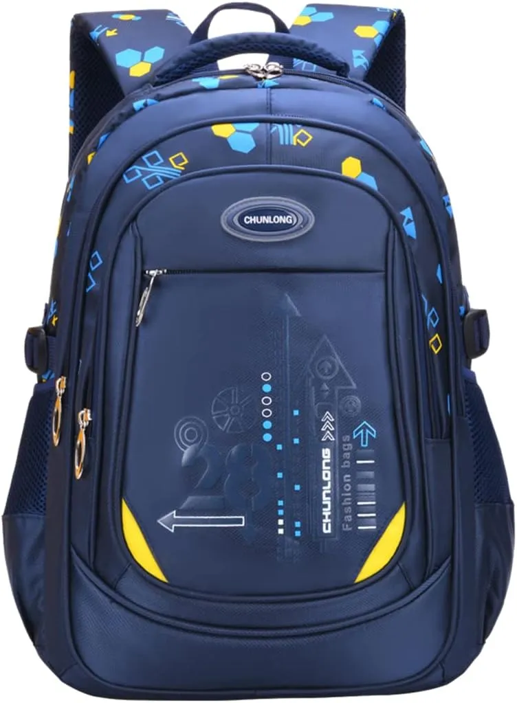 Geometric-Print School-Bag Backpack for Boys Primary Middle School Bookbag Rucksack