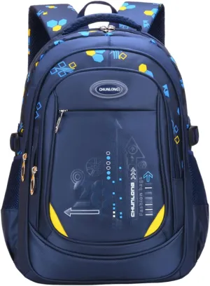 Geometric-Print School-Bag Backpack for Boys Primary Middle School Bookbag Rucksack