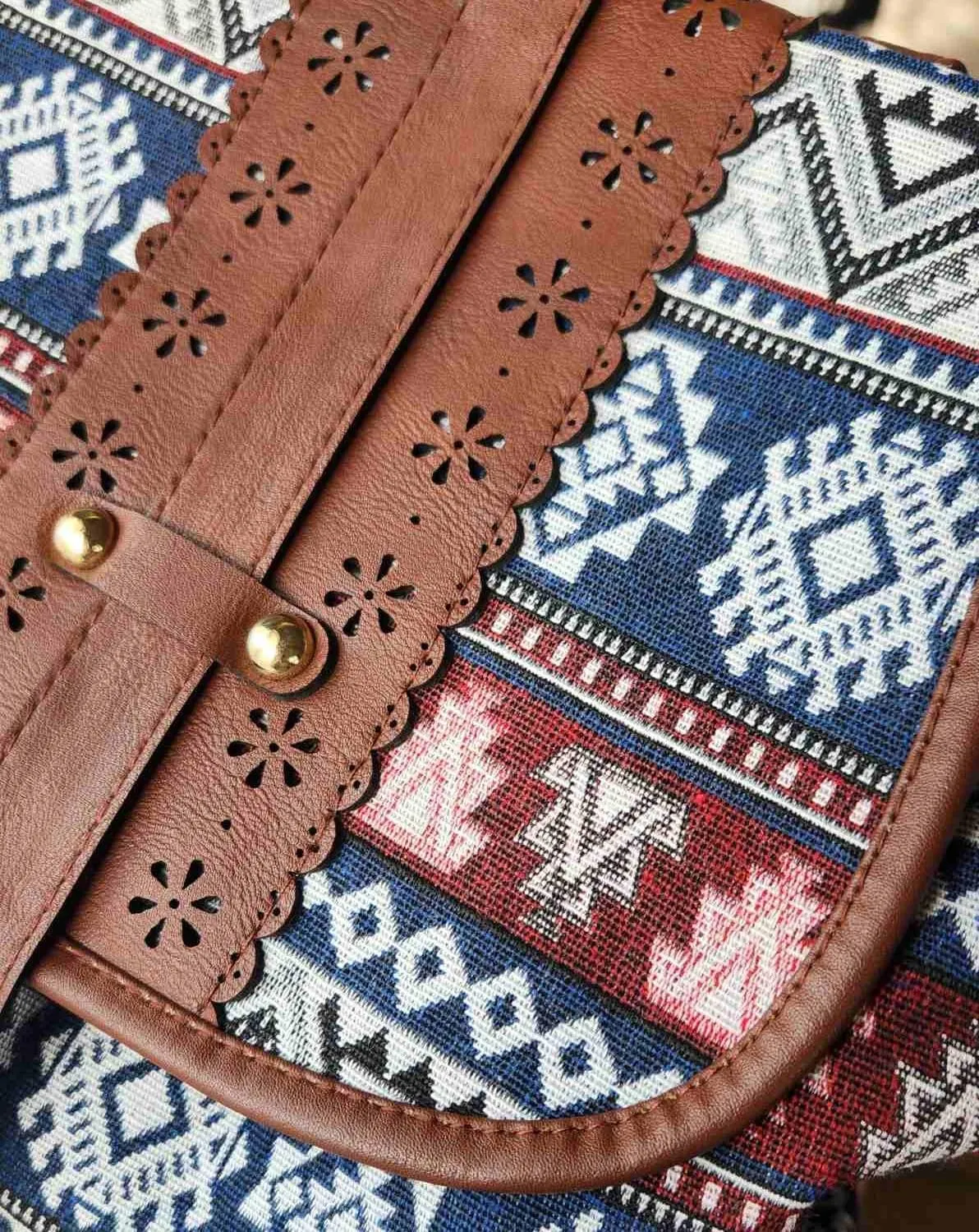 Hippie Canvas Women Backpack Purse- Boho Style Ethnic Drawstring Causal Double Shoulder Vintage Travel Daypack (Blue), Large