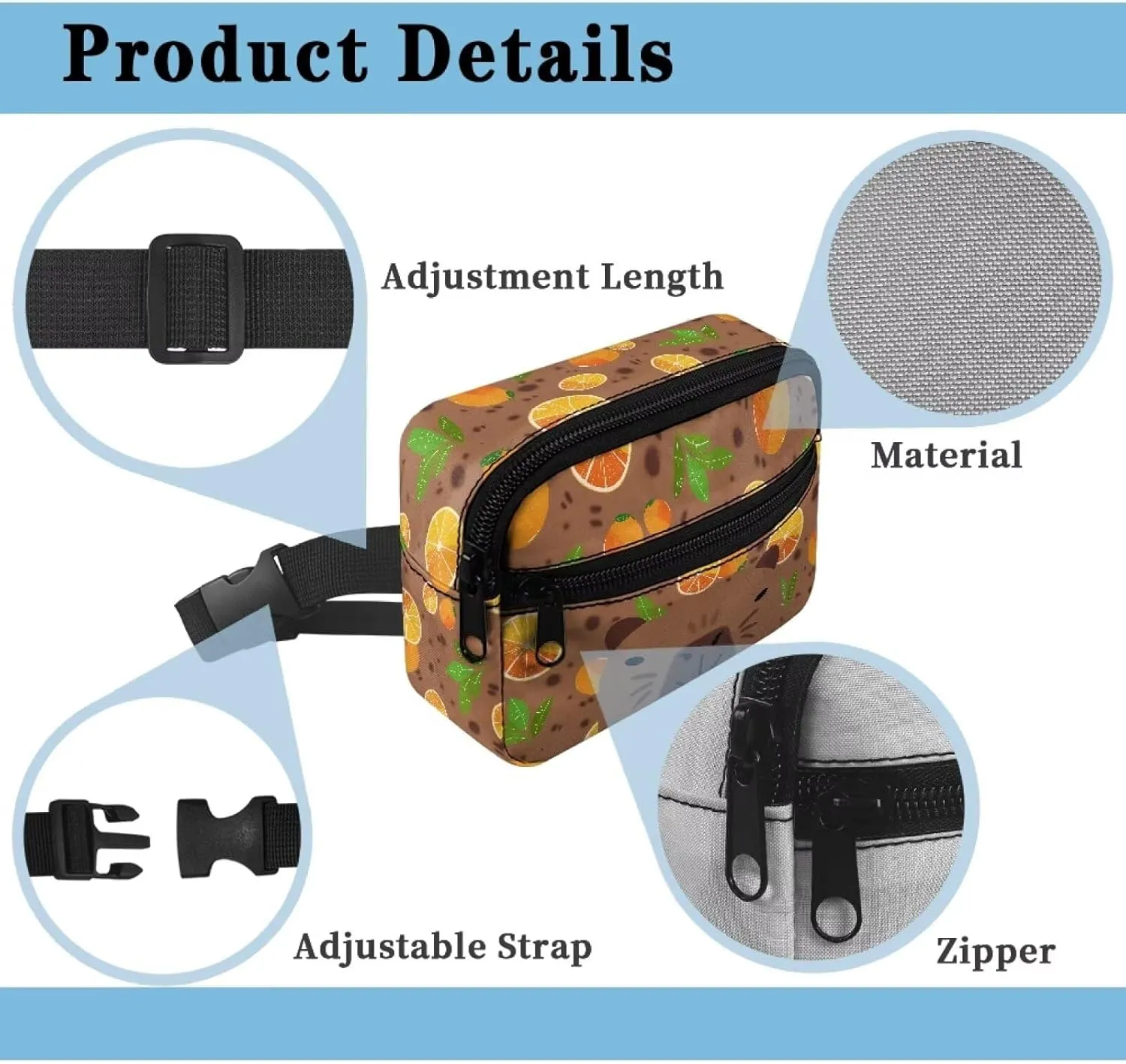Large Capacity Fanny Pack for Kids Brown Capybara Crossbody Belt Bag Waist Pack with Adjustable Waistband 25.59-38.18 Inch Phone Wallet Pouch for Boys Sport Running Hiking School
