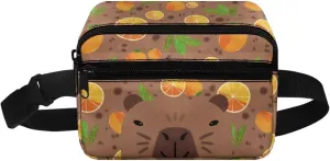 Large Capacity Fanny Pack for Kids Brown Capybara Crossbody Belt Bag Waist Pack with Adjustable Waistband 25.59-38.18 Inch Phone Wallet Pouch for Boys Sport Running Hiking School