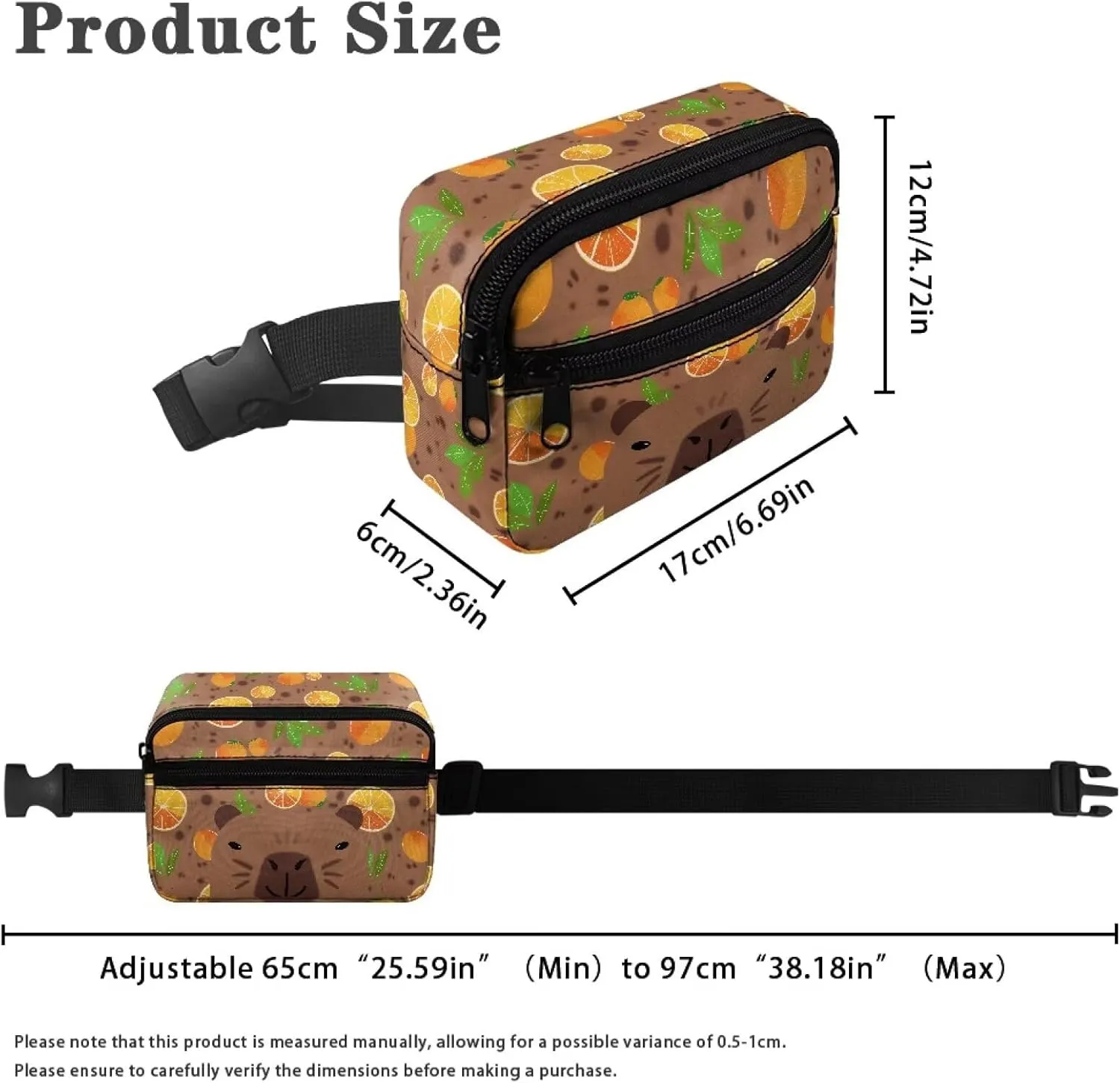 Large Capacity Fanny Pack for Kids Brown Capybara Crossbody Belt Bag Waist Pack with Adjustable Waistband 25.59-38.18 Inch Phone Wallet Pouch for Boys Sport Running Hiking School