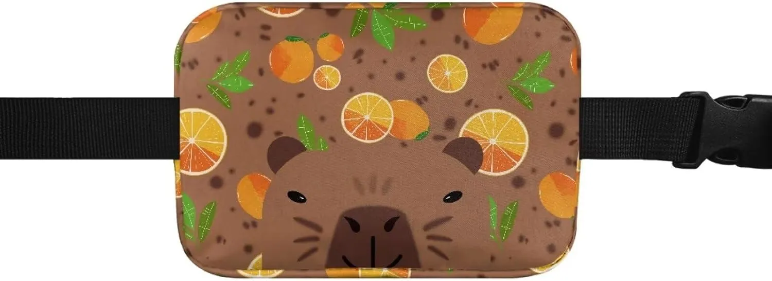 Large Capacity Fanny Pack for Kids Brown Capybara Crossbody Belt Bag Waist Pack with Adjustable Waistband 25.59-38.18 Inch Phone Wallet Pouch for Boys Sport Running Hiking School