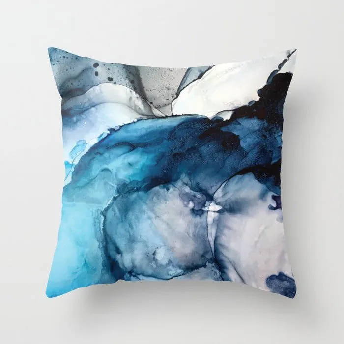 LovelyRLovely Living Room Abstract Blue Printed Pillow