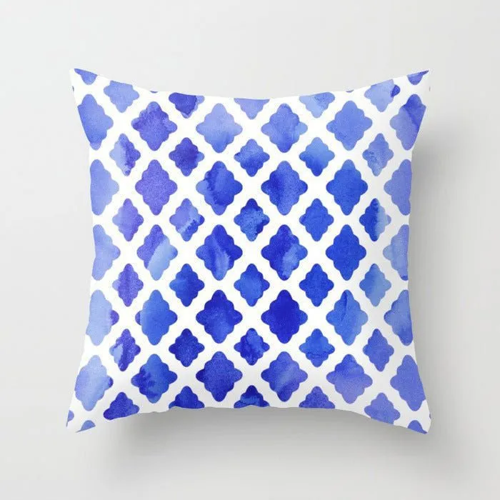 LovelyRLovely Living Room Abstract Blue Printed Pillow