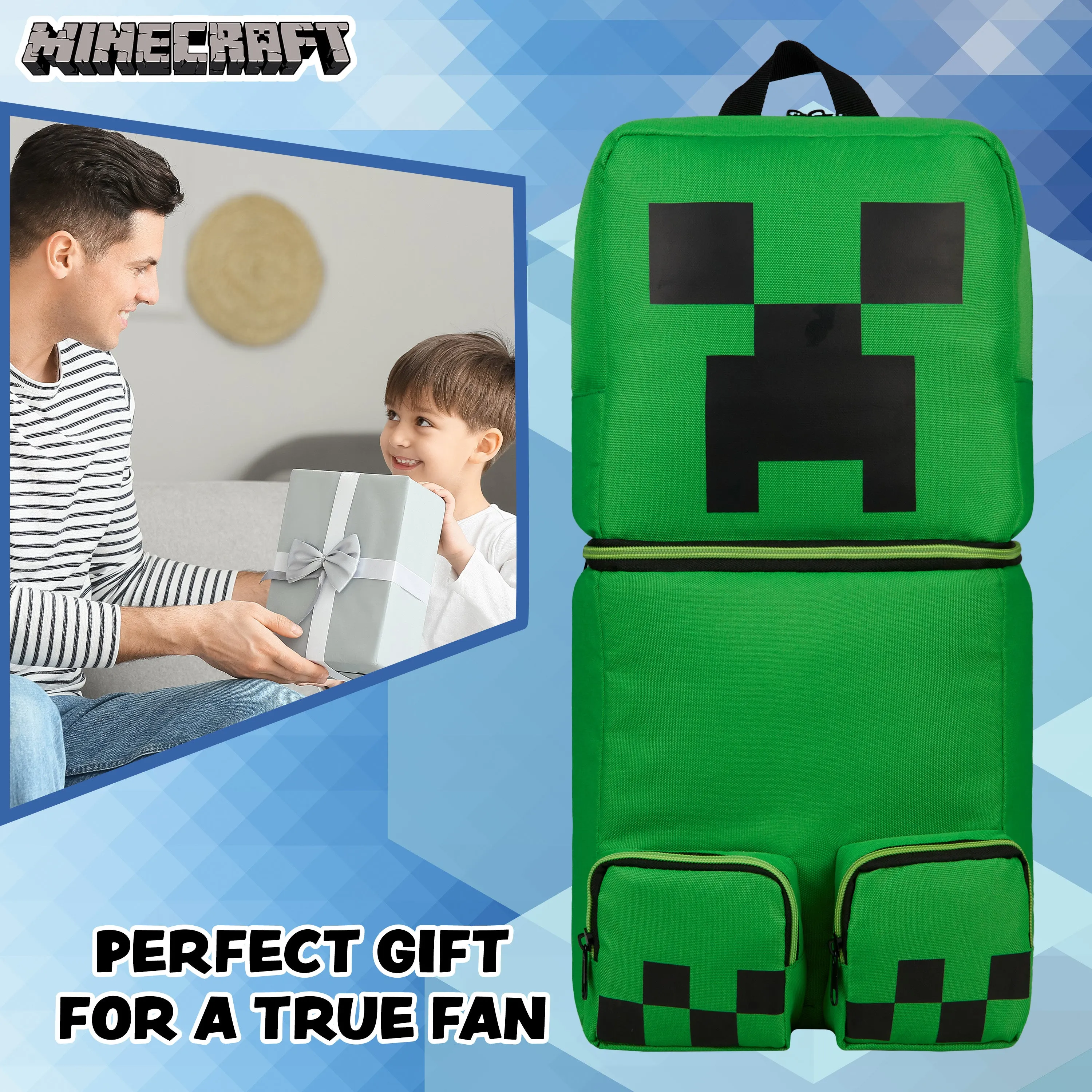 Minecraft Children's Backpacks for Boys, Creeper Green Rucksack