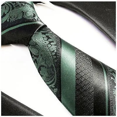 Mint and Black Silk Tie and Pocket Square
