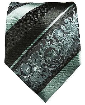 Mint and Black Silk Tie and Pocket Square