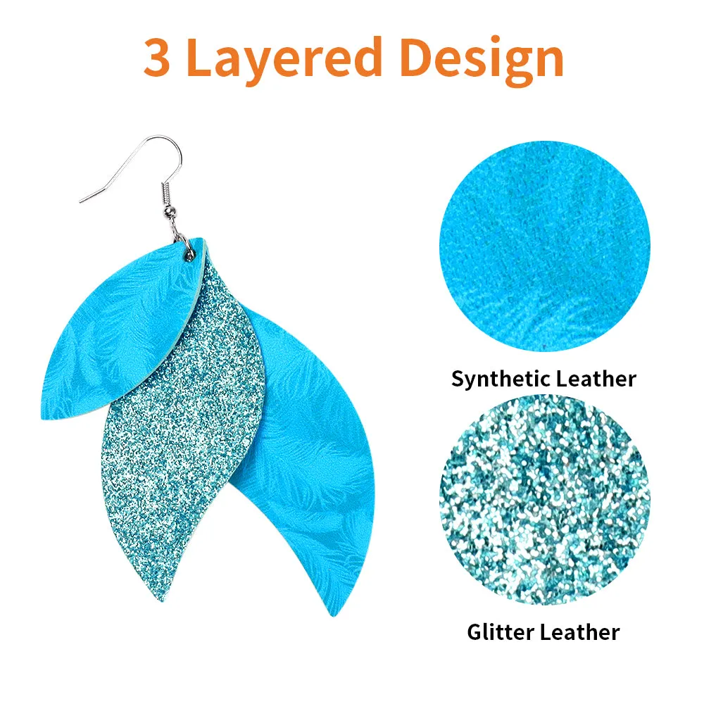 Mystical Feather Faux Leather Teardrop Ear Bling Two Styles Available