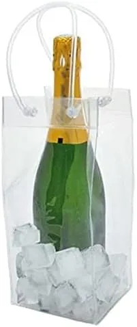 OLOTU Durable Creative Ice Bag Cooler in PVC Ecological TransparentPortable Ice Bucket for Bottle of Wine Champagnewith Handle of Transport Thickened