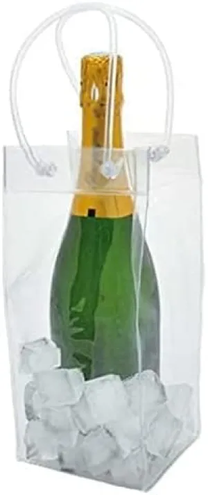 OLOTU Durable Creative Ice Bag Cooler in PVC Ecological TransparentPortable Ice Bucket for Bottle of Wine Champagnewith Handle of Transport Thickened