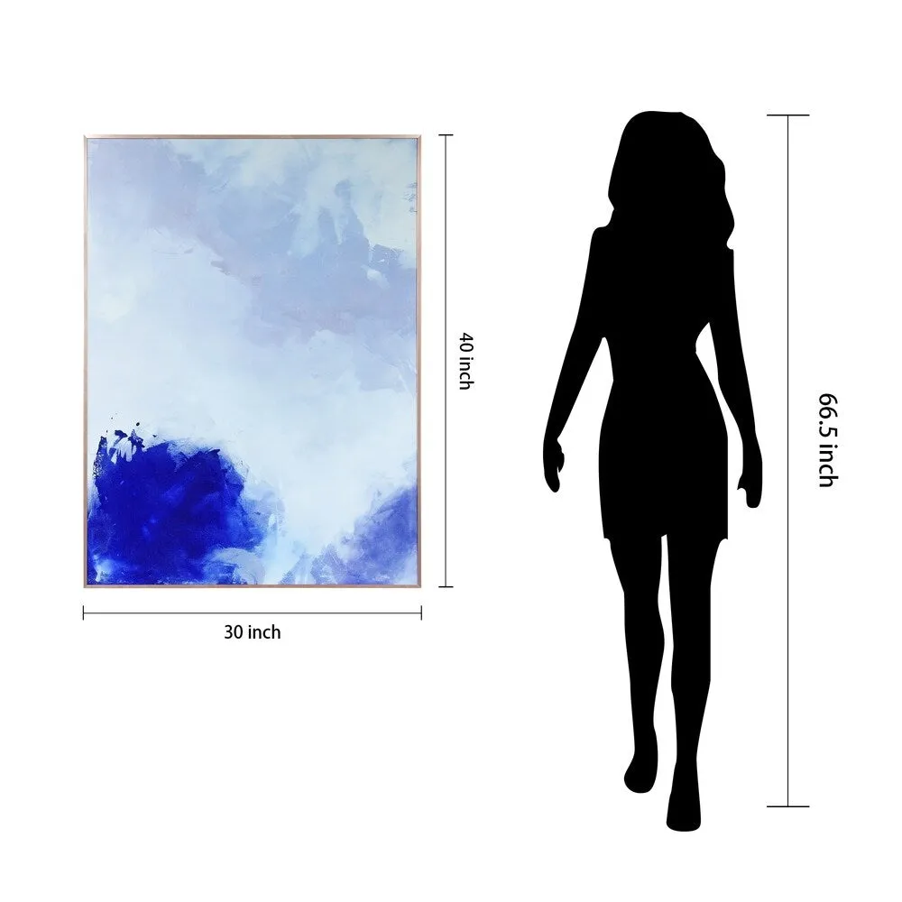 "Blue Hues" Printed Abstract Wall Art Glass Encased Rose Gold Anodized Aluminum Frame