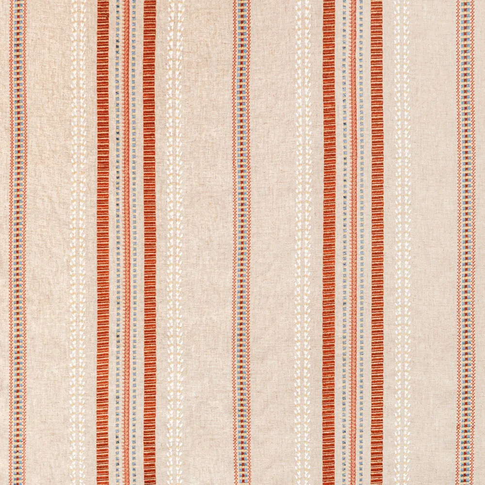 Rust and Blue Embroidered Fabric