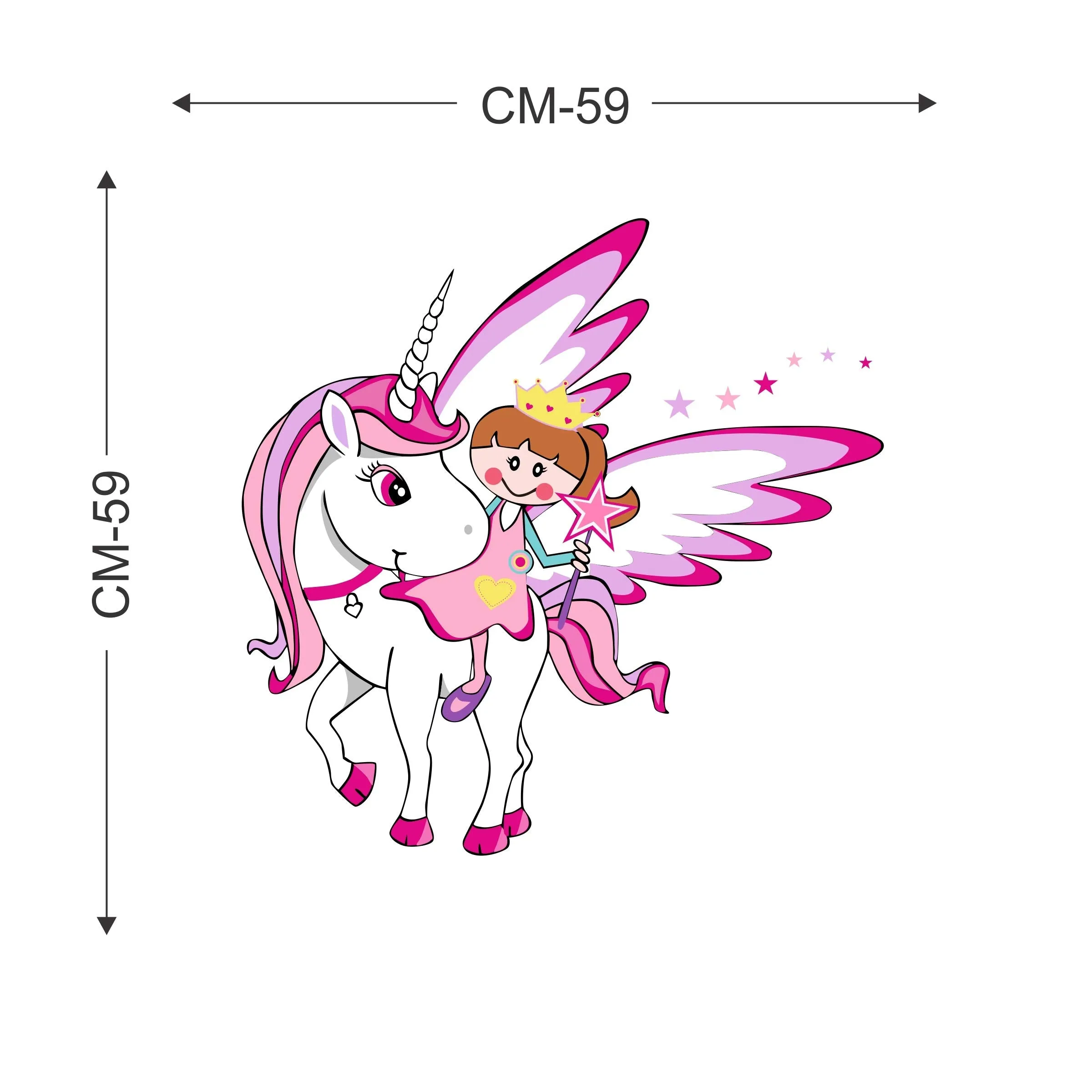 Sticker Hub Princess Sitting on a Unicorn (PVC Vinyl, 59 X 59)