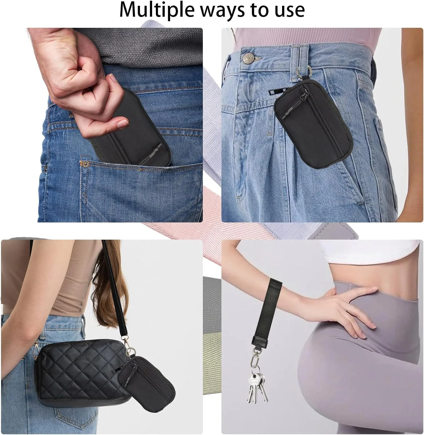 The Iris' Wallet 2nd Gen, 63.6" The Iris Pouch Wristlet, Zippered Card Case With Id Window/Hand strap (purple)