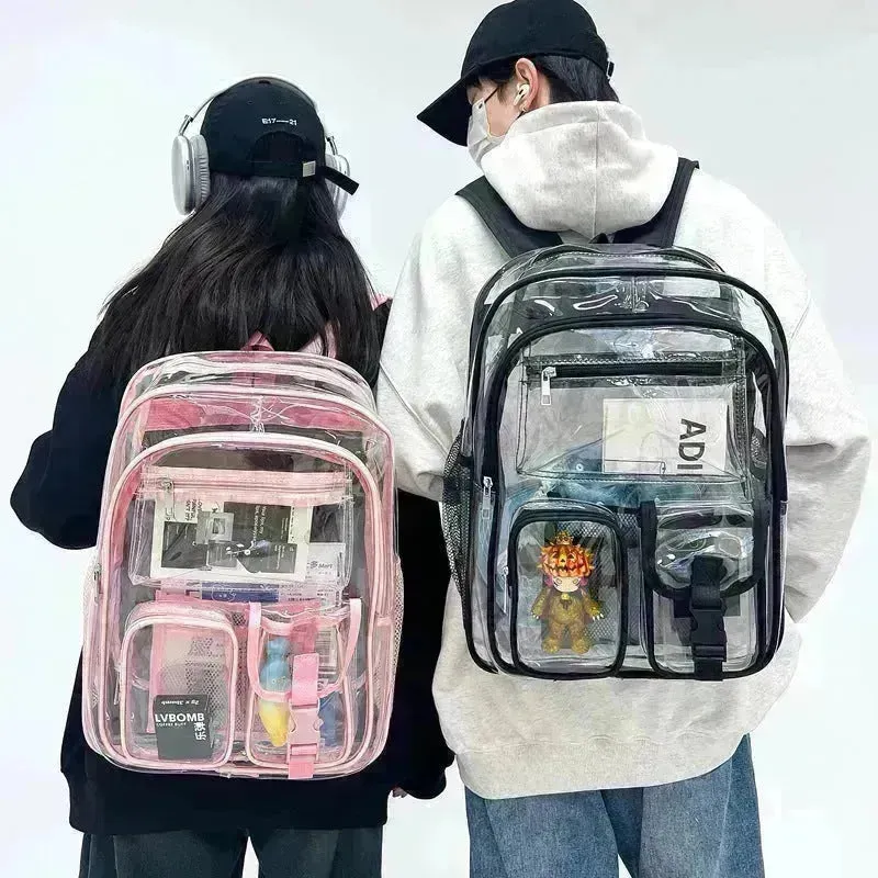 Transparent Backpack PVC Large Capacity Student Schoolbag