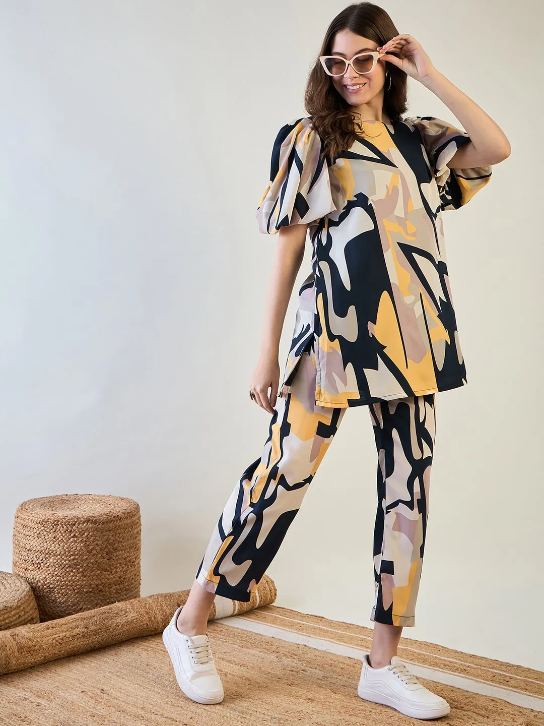 Trendy Crepe Coord Set with Vibrant Patterns