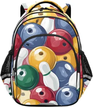 Various Bowling Balls Backpack School Book Bag Tablet Laptop Backpack Work Travel Bag with Reflective Stripes