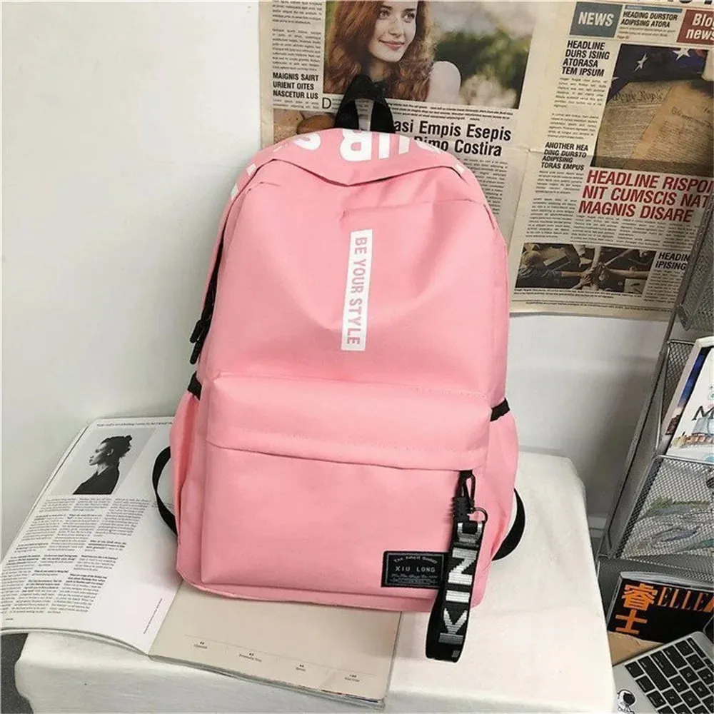 Vvsha - New Letter Printed Canvas Backpack Student Large Capacity Outdoor Knapsack Children'S Schoolbags Thin Light Fashion Shoulder Bag