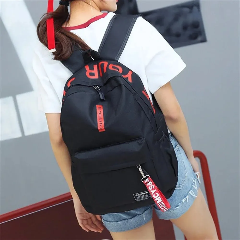 Vvsha - New Letter Printed Canvas Backpack Student Large Capacity Outdoor Knapsack Children'S Schoolbags Thin Light Fashion Shoulder Bag