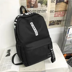 Vvsha - New Letter Printed Canvas Backpack Student Large Capacity Outdoor Knapsack Children'S Schoolbags Thin Light Fashion Shoulder Bag
