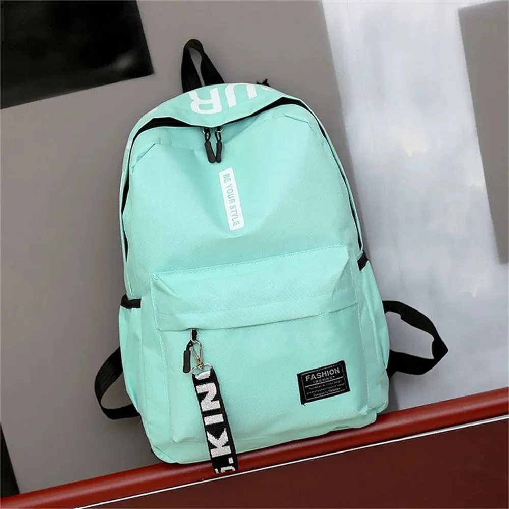 Vvsha - New Letter Printed Canvas Backpack Student Large Capacity Outdoor Knapsack Children'S Schoolbags Thin Light Fashion Shoulder Bag
