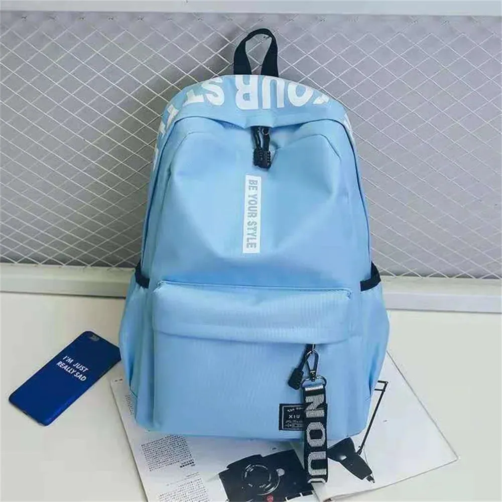 Vvsha - New Letter Printed Canvas Backpack Student Large Capacity Outdoor Knapsack Children'S Schoolbags Thin Light Fashion Shoulder Bag