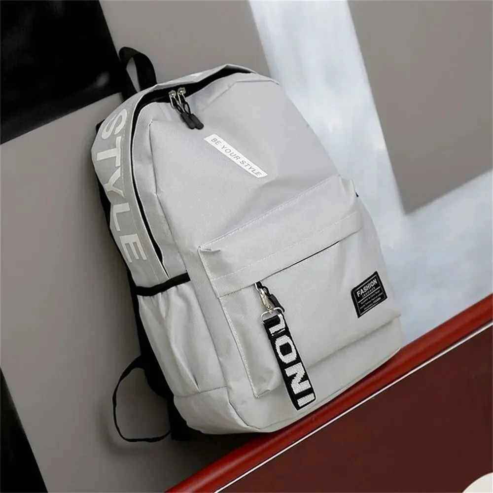 Vvsha - New Letter Printed Canvas Backpack Student Large Capacity Outdoor Knapsack Children'S Schoolbags Thin Light Fashion Shoulder Bag